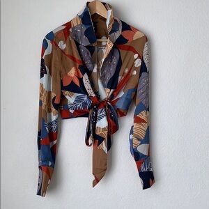 En Saison Floral Tie-Front Blouse - Multicolor